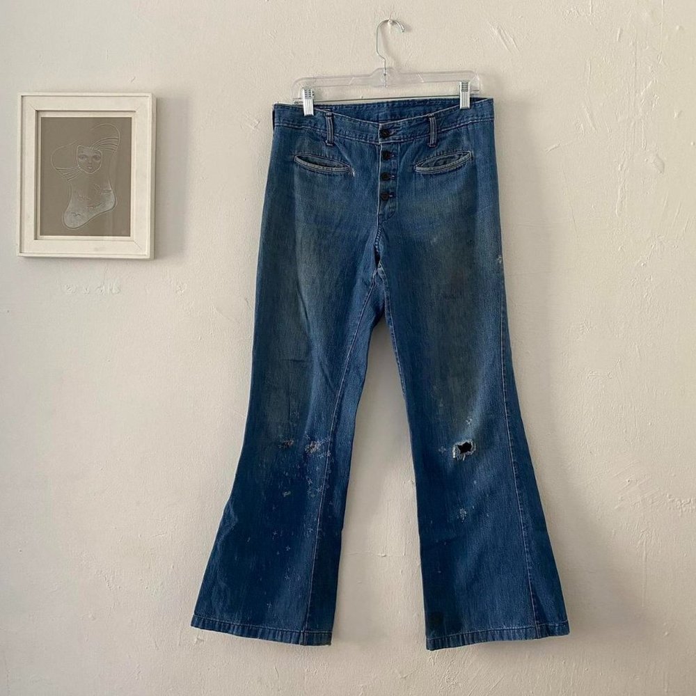 vintage 1970s denim sailor pants